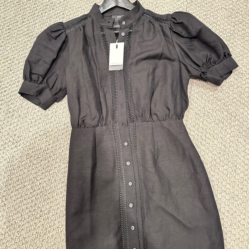 C/meo Black Button-Up Dress